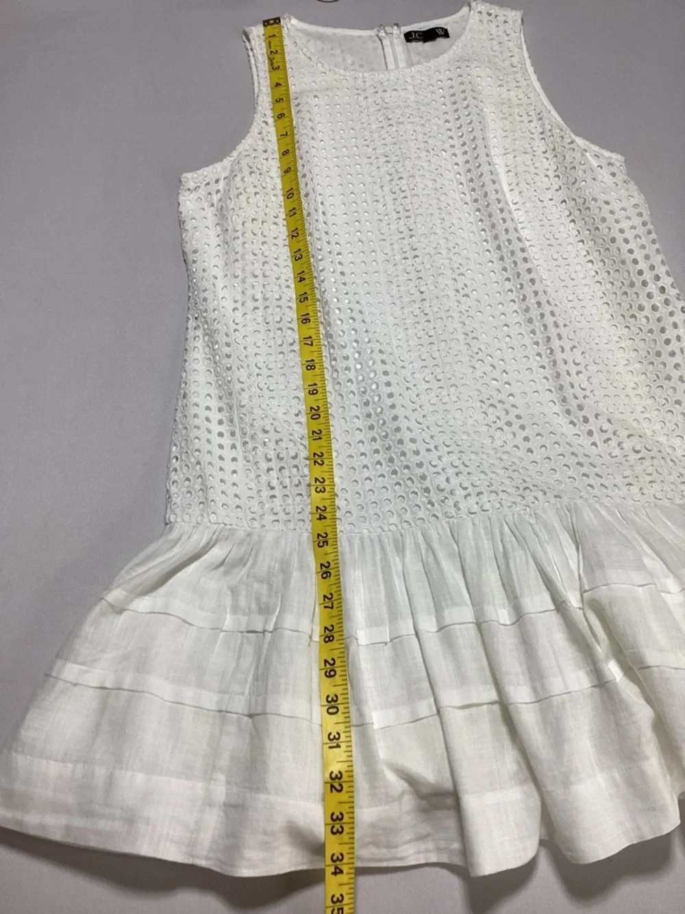 J. Crew White Eyelet Pleaded Hem Mini Dress